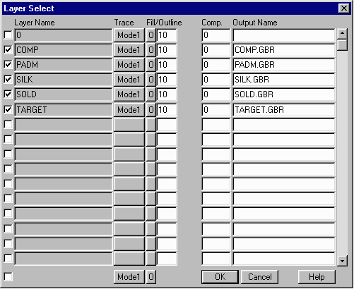 layer selection dialog