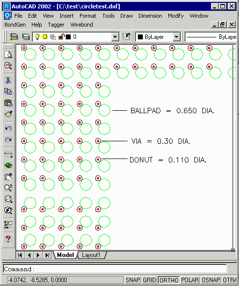 AutoCAD Circletest example