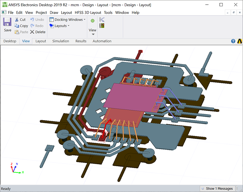 3D view with solid bodies.