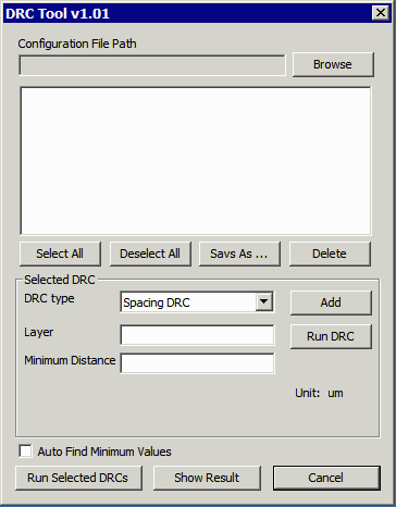 DRC Tool dialog