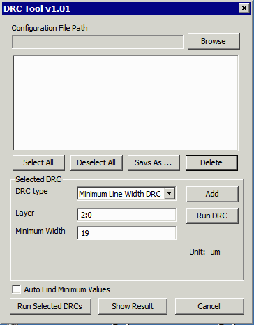 DRC Min Line Width Settings