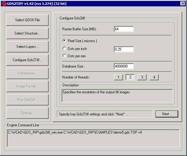 Configure the behavior of GDS2TIFF