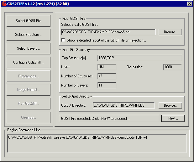 Selecting the GDSII file to rasterize.