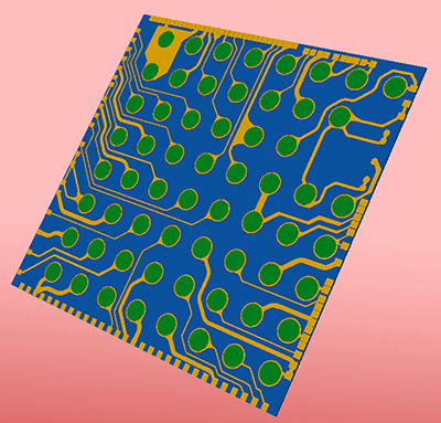 RDL circuit - typical line width is 10-20 um