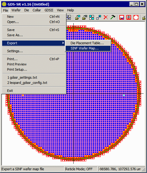 Export SINF menu pick