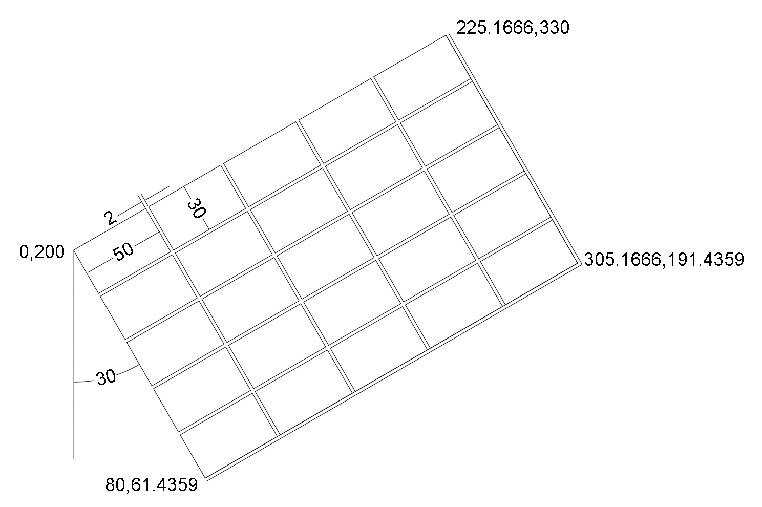 computing coordinates for rotated AREF parameters