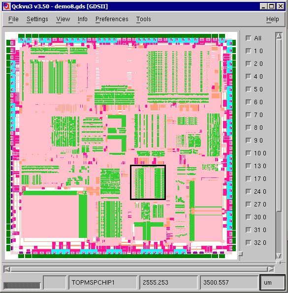 demo8.gds showing the window to be extracted