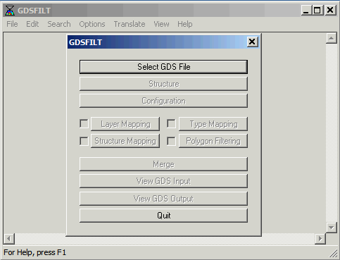 gdsfilt control dialog