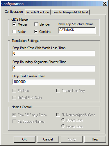 gdsfilt configuration