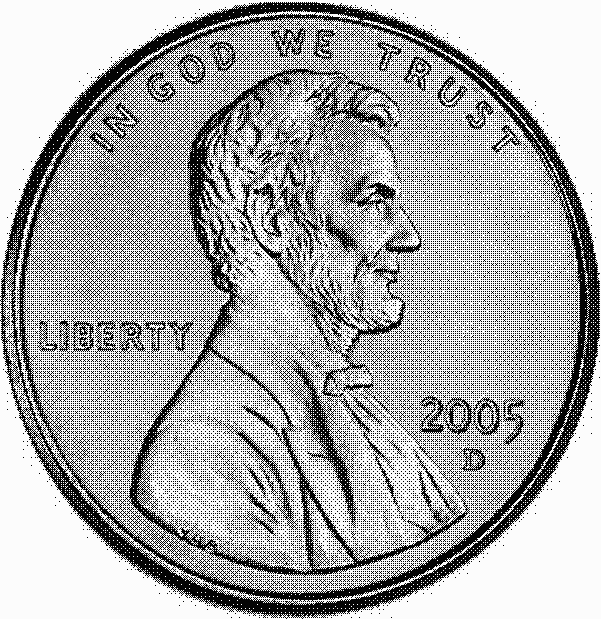 tiff monochrome bitmap of a penny