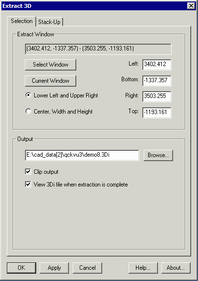 the Extract 3D Selection tab