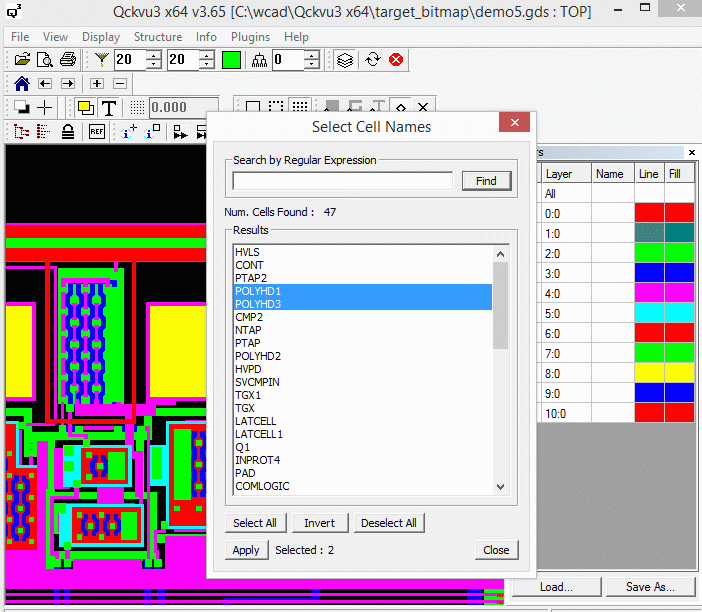 The Cell Instance Finder Plug-in main menu.