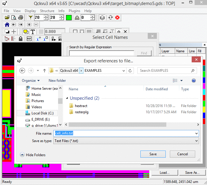 Cell Instance Finder Plug-in save dialog.