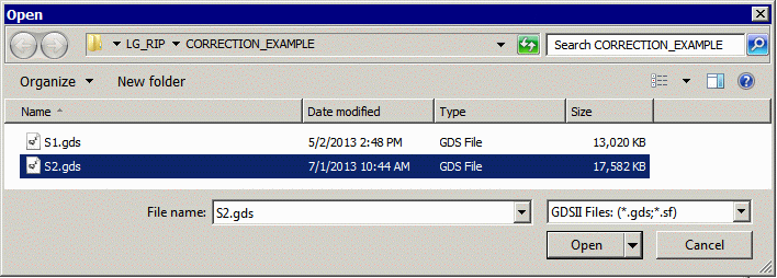 selecting the first GDSII file