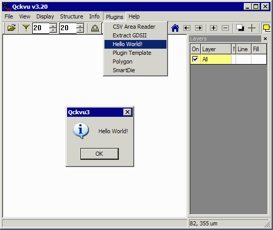 Qckvu3 with Hello World Plug-In