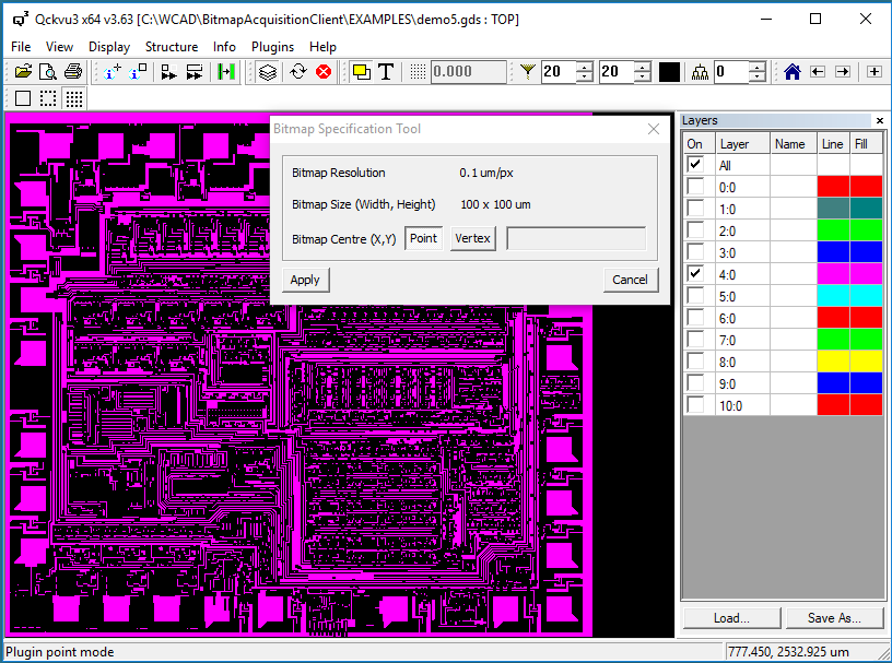 Qckvu3 with bitmap acquisition plug-in