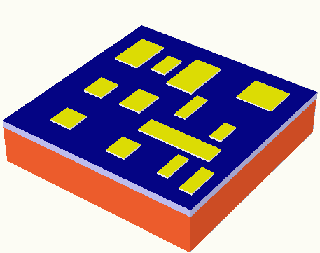 3D View of a chip with major heat sources