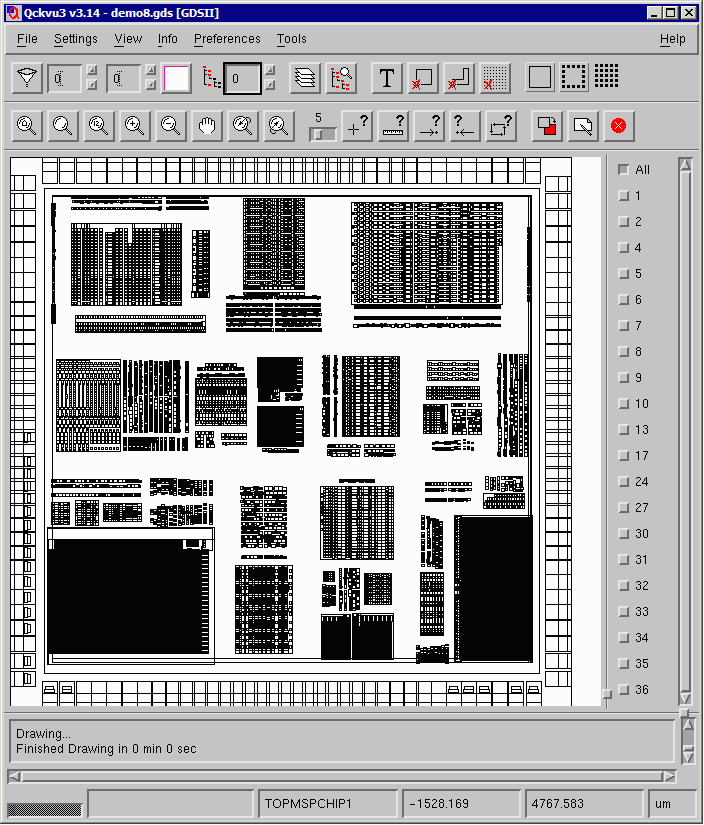 View of a Chip in Cell Outline Display Mode