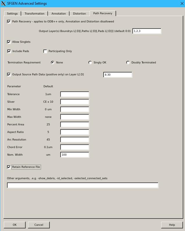 Path Recovery Using the SFGEN User Interface.