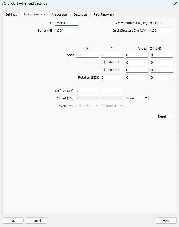 Advanced Settings Dialog