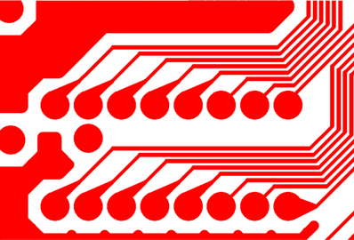 Sample section of PCB with lines and gaps of width 60 um