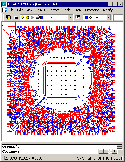 AutoCAD view of a PBGA output from NETEX-G