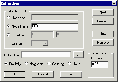 Extract BF3 with proximity net and expansion = 0.25 mm 