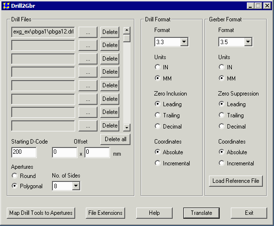 drill to Gerber dialog.