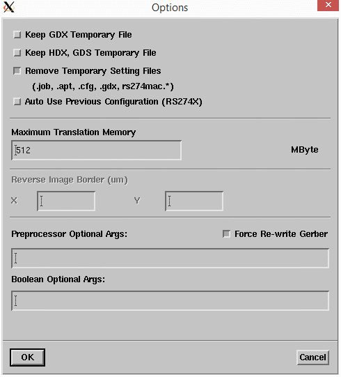 options dialog