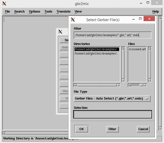 gbr2mic select Gerber file