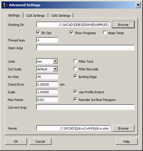 advanced settings dialog - settings tab