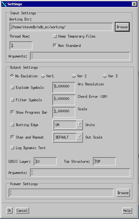 odb2gds settings dialog