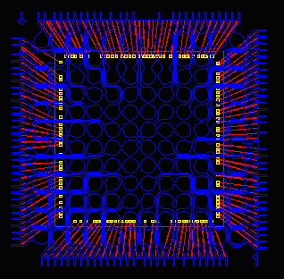 2D view of a 144 pin bga on tape