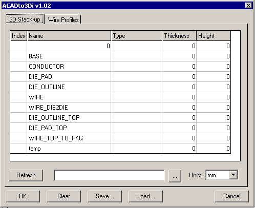 ACADto3Di Stackup Dialog (empty).