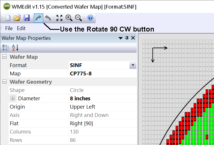 Click the Rotate 90 CW button once to move the flat from the right to the bottom