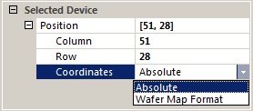 change between absolute and wafer map coordinates