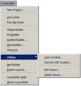 Layoutgen Utility Menu Items