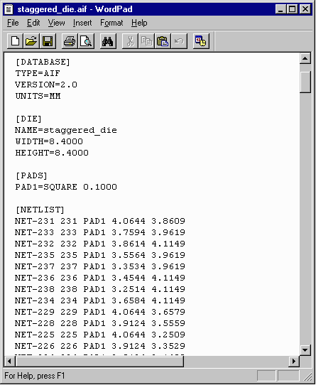 AIF File for the staggered die