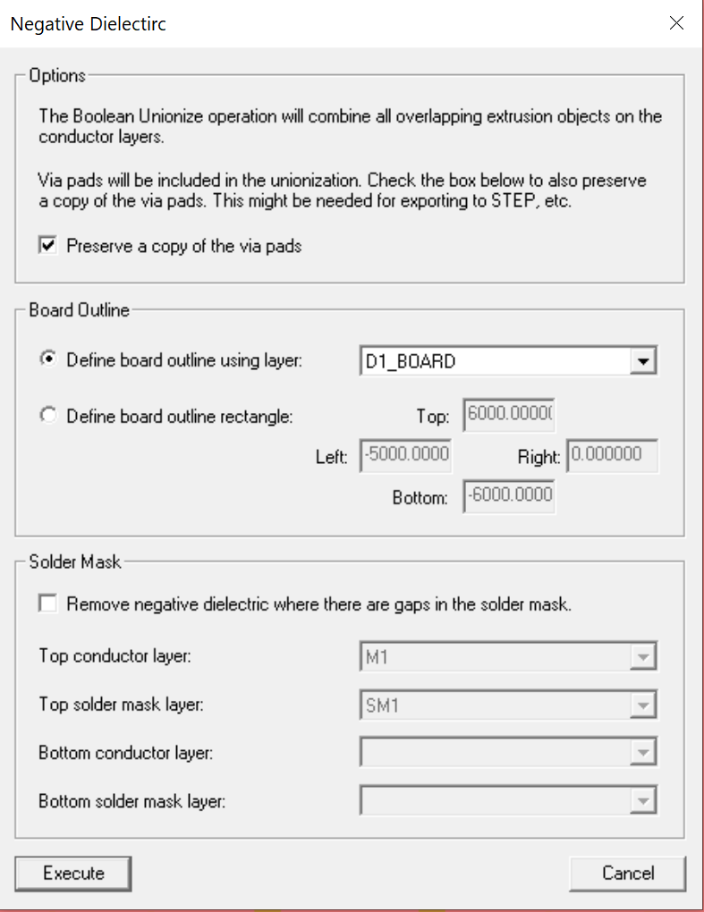 Boolean settings for negative dielectric