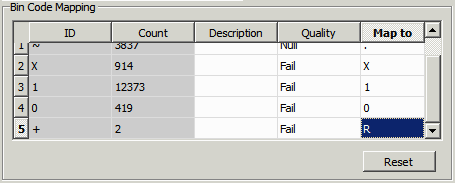 changes to the bin code mapping.