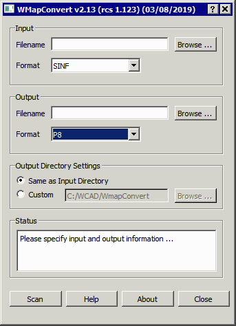 main dialog set to convert SINF to P8. main dialog set to convert SINF to P8.