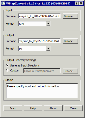 main dialog once the input file and type have been selected main dialog once the input file and type have been selected