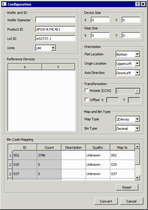 the configuration dialog after the initial scan. the configuration dialog after the initial scan.