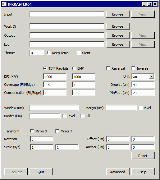 main inkraster dialog