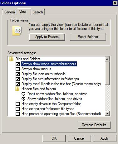 Folder Options