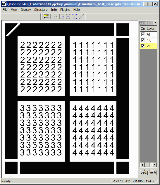 transform input file  500,000 x 610,000 um centered at 0,0