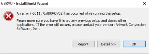 Installer Error Message